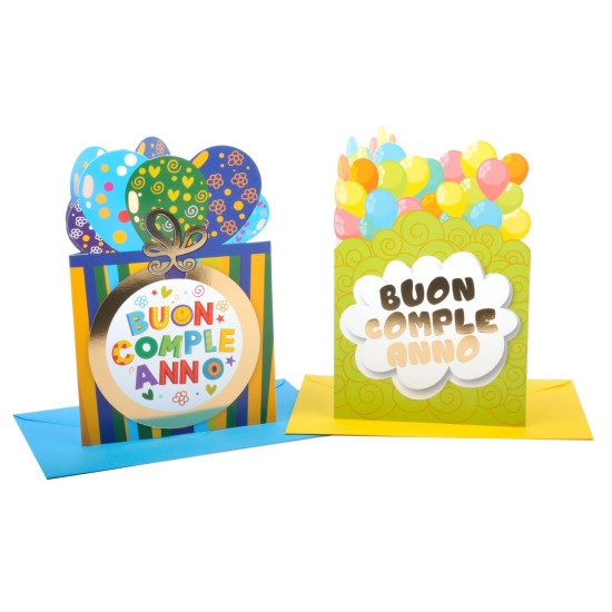 Biglietti auguri COMPLEANNO palloncini 12pz