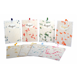 Biglietti AUGURI carta natural Provence con raso 10pz Biglietti AUGURI carta natural Provence con raso 10pz