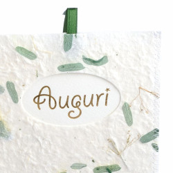 Biglietti AUGURI carta natural Provence con raso 10pz Biglietti AUGURI carta natural Provence con raso 10pz