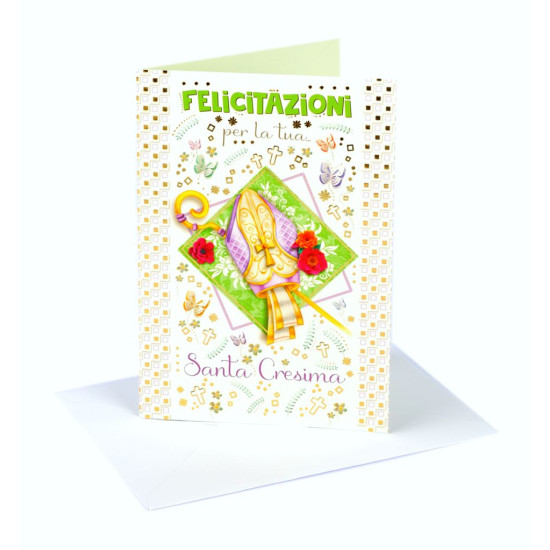 Biglietti auguri CRESIMA colore e oro 20pz