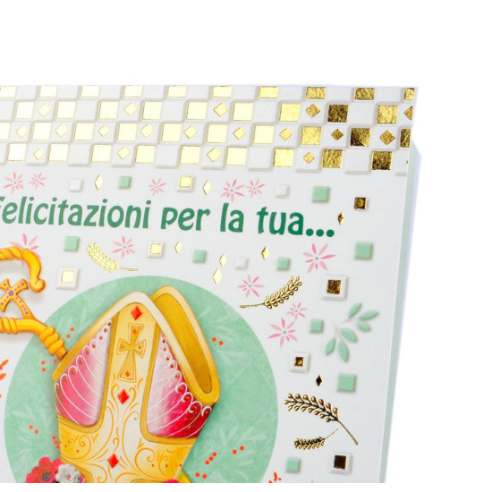 Biglietti auguri CRESIMA colore e oro 20pz