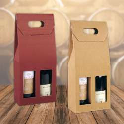 Scatola porta 2 bottiglie onda colore AVANA 10pz