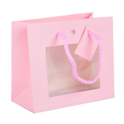 Shopper ROSA con finestra cm 16x8x14 10pz