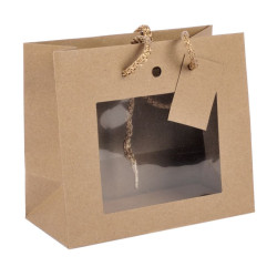 Shopper 16x8x14  AVANA con finestra - 10pz