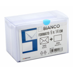 100 cartoncini + 100 buste 9x14 bianco