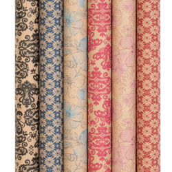 Fogli carta regalo piegati kraft FLOWERS 50 fogli