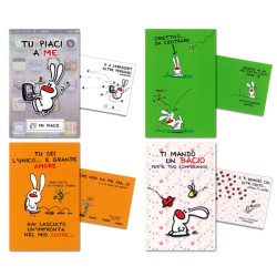 Biglietti di auguri COMPLEANNO e AMOROSI coniglietto 12pz