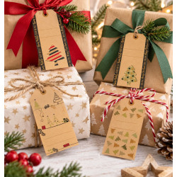 Bigliettini chiudipacco NATALE kraft TAG 20x5pz Bigliettini chiudipacco NATALE kraft TAG 20x5pz