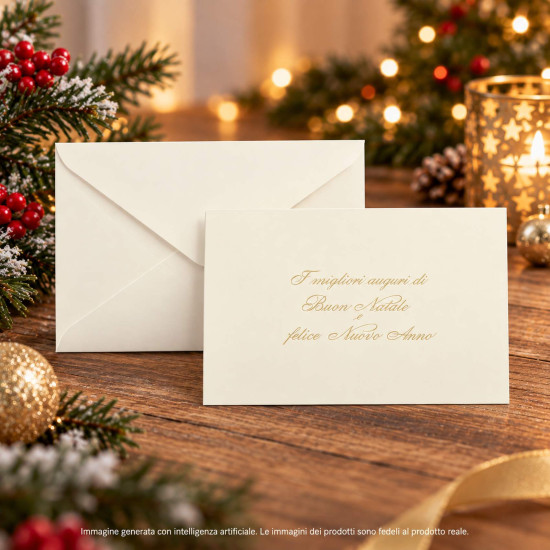 Cartoncini avorio NATALE scritta oro cm 9x14 100pz