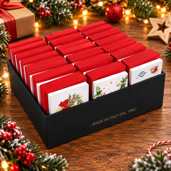 Espositore Biglietti di Natale 7x11 cm – 500 Cartoncini Assortiti con Busta Espositore Biglietti di Natale 7x11 cm – 500 Cartoncini Assortiti con Busta