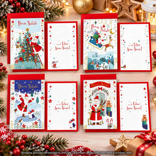 Biglietti auguri NATALE happy babbo oro 12pz