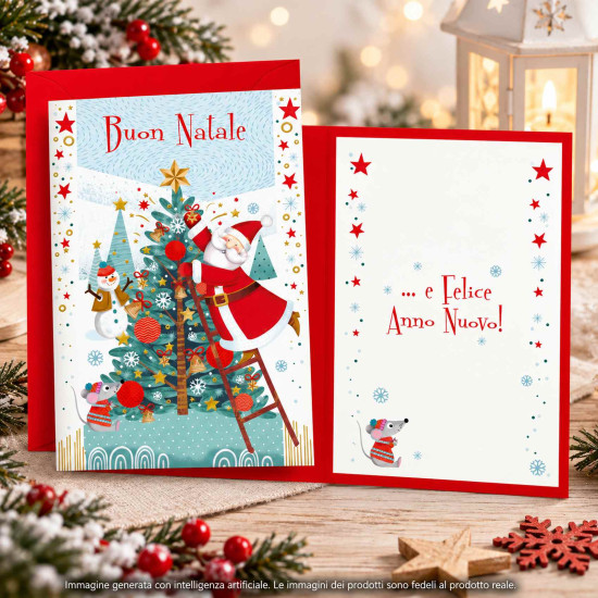 Biglietti auguri NATALE happy babbo oro 12pz