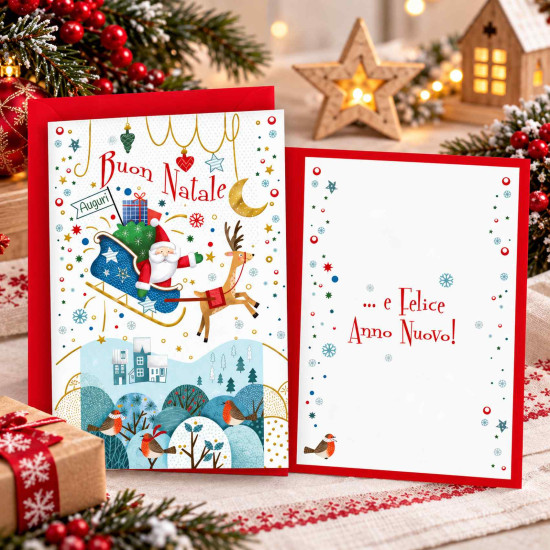 Biglietti auguri NATALE happy babbo oro 12pz