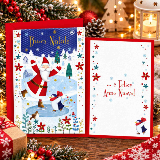 Biglietti auguri NATALE happy babbo oro 12pz