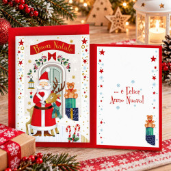 Biglietti auguri NATALE happy babbo oro 12pz Biglietti auguri NATALE happy babbo oro 12pz