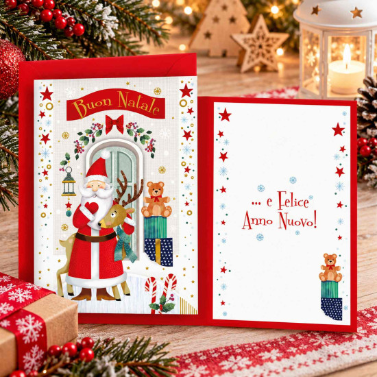 Biglietti auguri NATALE happy babbo oro 12pz
