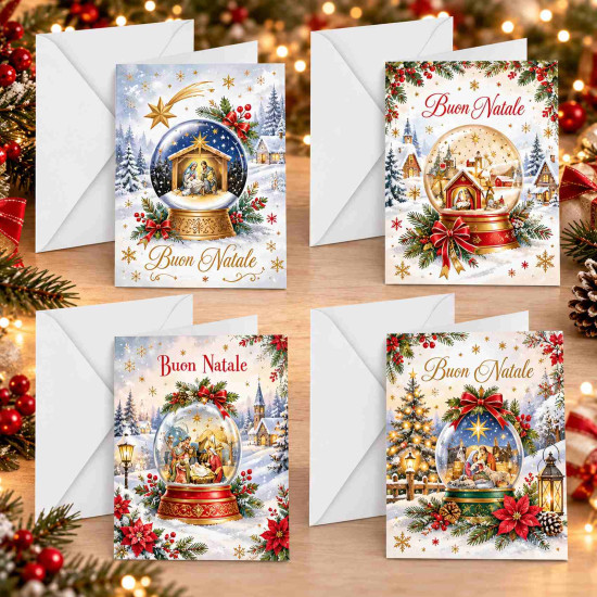 Biglietti auguri NATALE religioso oro e rilievo 12pz Biglietti auguri NATALE religioso oro e rilievo 12pz
