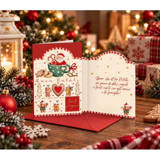 Biglietti Auguri Natale – 4 Soggetti Oro – 12 Pezzi