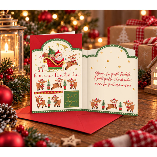 Biglietti Auguri Natale – 4 Soggetti Oro – 12 Pezzi