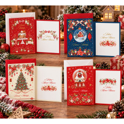 Biglietti Auguri Natale Oro e Glitter – 4 Soggetti – 12 Pezzi Biglietti Auguri Natale Oro e Glitter – 4 Soggetti – 12 Pezzi