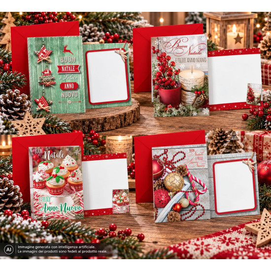 Biglietti Auguri Natale Glitter – 12 Pezzi Biglietti Auguri Natale Glitter – 12 Pezzi