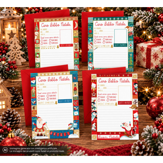 Letterine a Babbo Natale A4 con Busta – 24 Pezzi Letterine a Babbo Natale A4 con Busta – 24 Pezzi