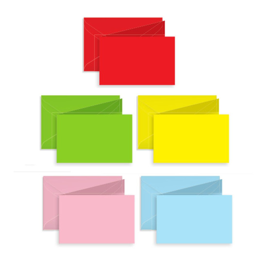 Cartoncini doppi COLORATI cm 8,5x5,7 con busta 50pz