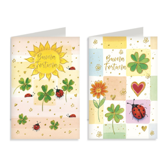 Biglietti auguri BUONA FORTUNA 12pz