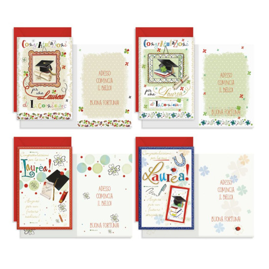 Biglietti LAUREA foglia oro 12pz