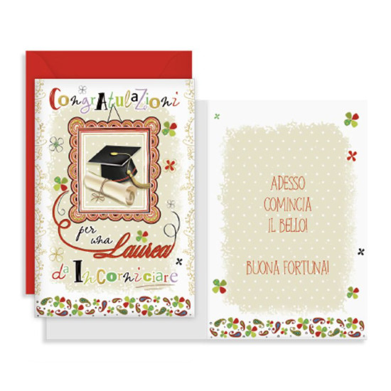 Biglietti LAUREA foglia oro 12pz