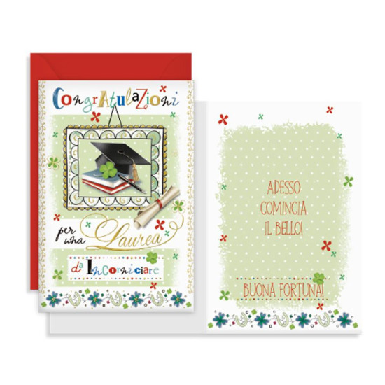 Biglietti LAUREA foglia oro 12pz