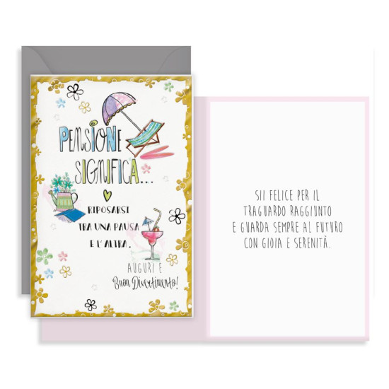 Biglietti auguri PENSIONE 12pz Biglietti auguri PENSIONE 12pz