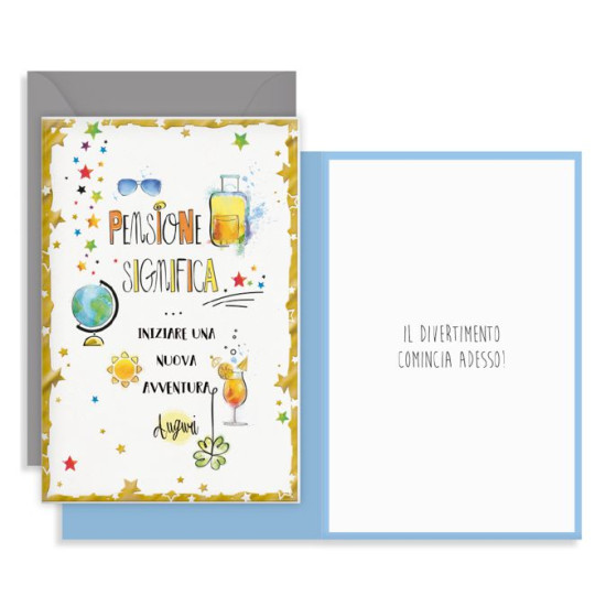 Biglietti auguri PENSIONE 12pz Biglietti auguri PENSIONE 12pz