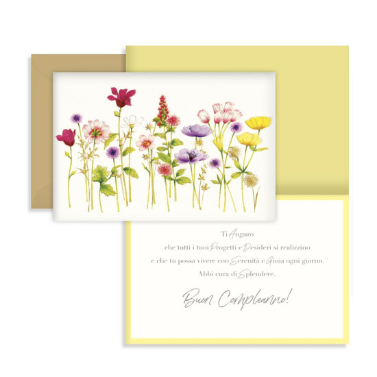 Biglietti BUON COMPLEANNO fiori 12pz