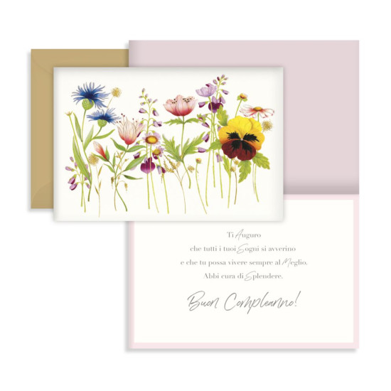 Biglietti BUON COMPLEANNO fiori 12pz