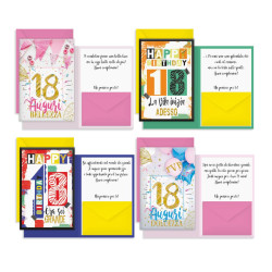 Biglietti auguri porta soldi 18 ANNI 12pz