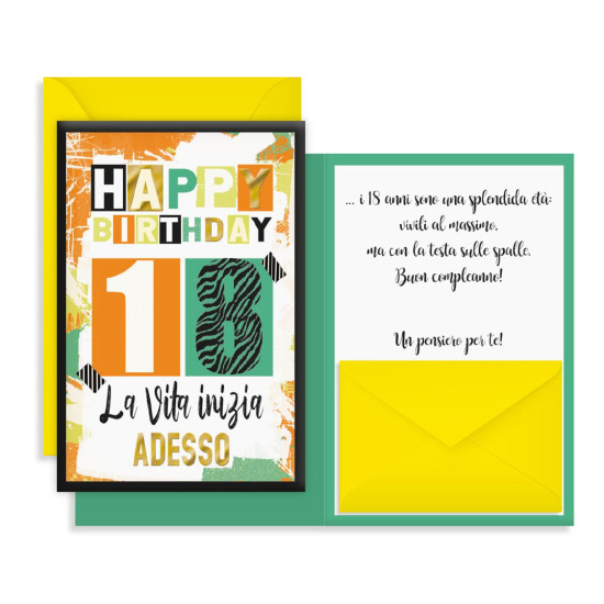 Biglietti auguri porta soldi 18 ANNI 12pz Biglietti auguri porta soldi 18 ANNI 12pz