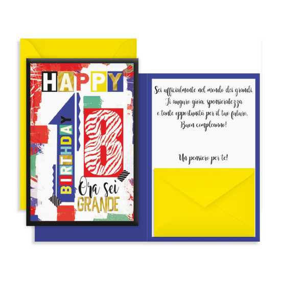 Biglietti auguri porta soldi 18 ANNI 12pz Biglietti auguri porta soldi 18 ANNI 12pz
