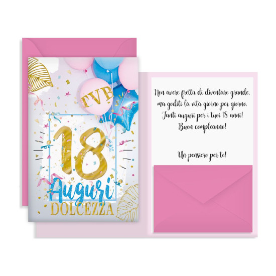 Biglietti auguri porta soldi 18 ANNI 12pz Biglietti auguri porta soldi 18 ANNI 12pz