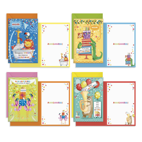 Biglietti auguri COMPLEANNO bimbi 12pz