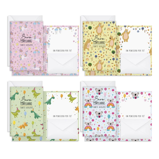 Biglietti auguri portasoldi COMPLEANNO bimbi 12pz Biglietti auguri portasoldi COMPLEANNO bimbi 12pz