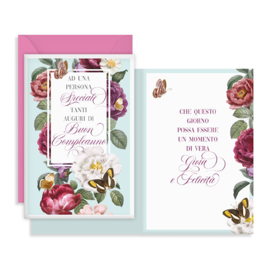 Biglietti auguri COMPLEANNO fiori 12pz