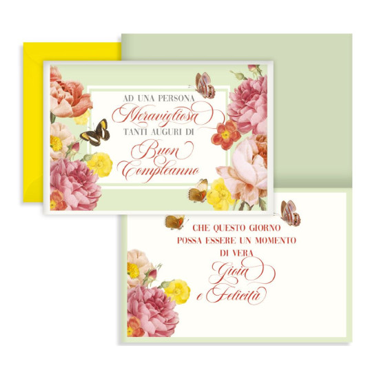 Biglietti auguri COMPLEANNO fiori 12pz