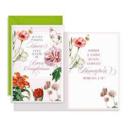 Biglietti auguri COMPLEANNO fiori 12pz