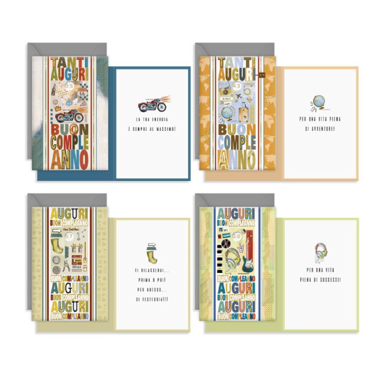 Biglietti COMPLEANNO con rotella numeri - 12pz