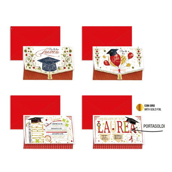 Biglietti LAUREA portasoldi 12pz Biglietti LAUREA portasoldi 12pz