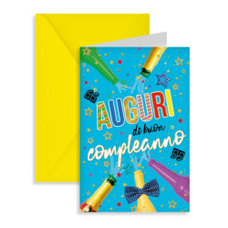 Biglietti COMPLEANNO maschili 12pz Biglietti COMPLEANNO maschili 12pz