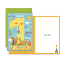 Biglietto auguri compleanno 1 anno - 6pz