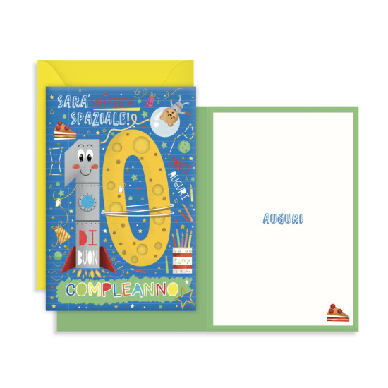Biglietto auguri compleanno 10 anni - 6pz