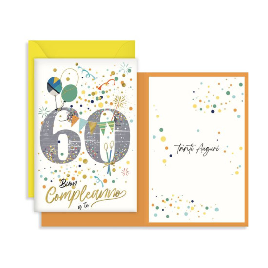 Biglietto auguri 60 anni - 6pz Biglietto auguri 60 anni - 6pz